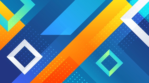 Blauwe, oranje en witte vectorgeometrische achtergrond met gradiënten