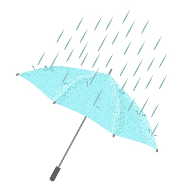 Blauwe paraplu die beschermt tegen de regen. Geïsoleerd op een witte achtergrond. Regenachtig weer.