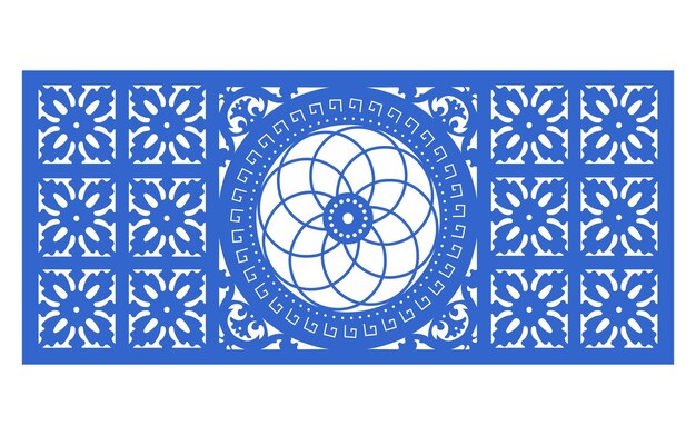 Vector blauwe patronen met witte islamitische bloemen- en geometrische motieven als achtergrond