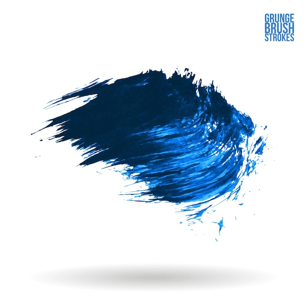 Vector blauwe penseelstreek en textuur grunge vector abstract handgeschilderd element