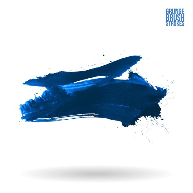 Blauwe penseelstreek en textuur Grunge vector abstract handgeschilderd element
