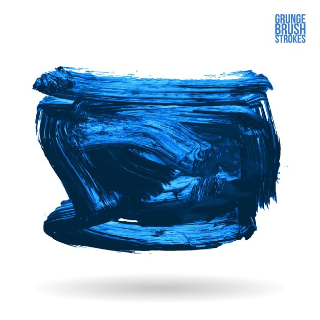 Blauwe penseelstreek en textuur Grunge vector abstract handgeschilderd element