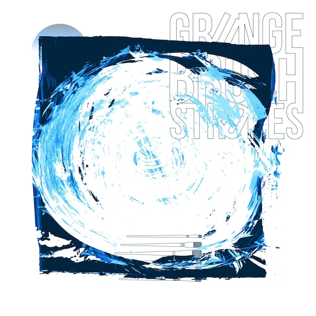 Blauwe penseelstreek en textuur Grunge vector abstract handgeschilderd element