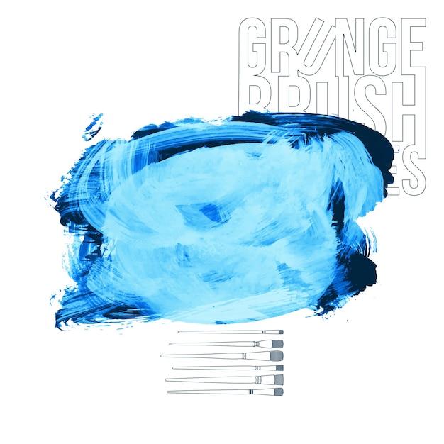 Blauwe penseelstreek en textuur Grunge vector abstract handgeschilderd element