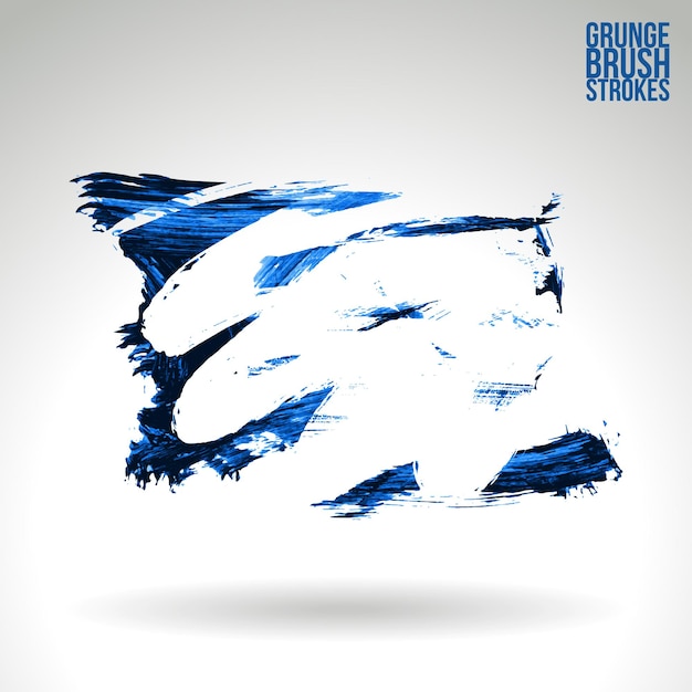 Blauwe penseelstreek en textuur Grunge vector abstract handgeschilderd element