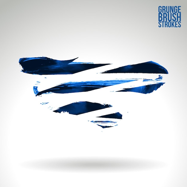 Blauwe penseelstreek en textuur Grunge vector abstract handgeschilderd element