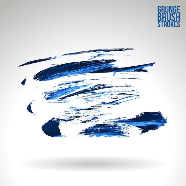 Blauwe penseelstreek en textuur Grunge vector abstract handgeschilderd element