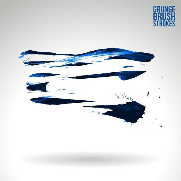 Blauwe penseelstreek en textuur Grunge vector abstract handgeschilderd element