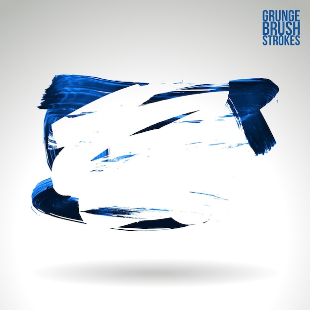 Blauwe penseelstreek en textuur Grunge vector abstract handgeschilderd element