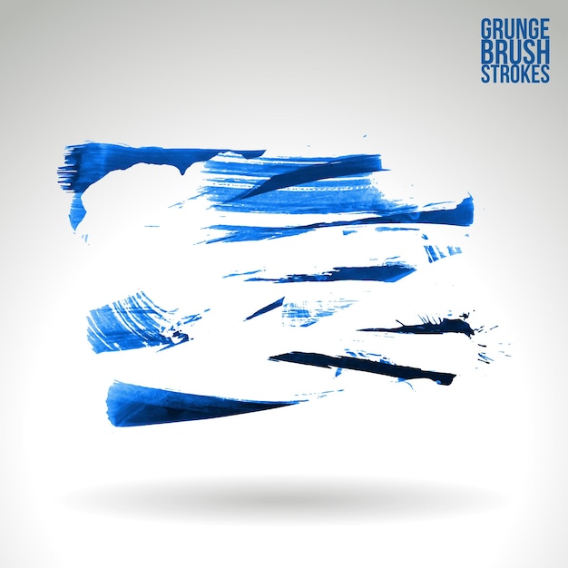 Blauwe penseelstreek en textuur Grunge vector abstract handgeschilderd element