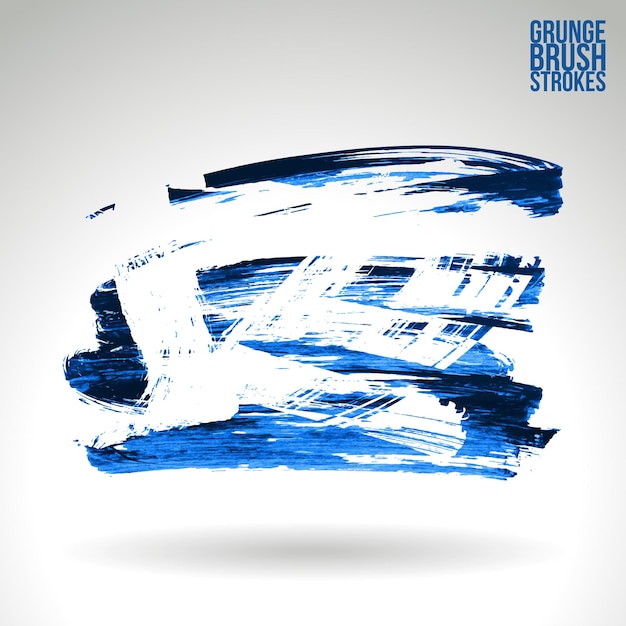 Blauwe penseelstreek en textuur Grunge vector abstract handgeschilderd element