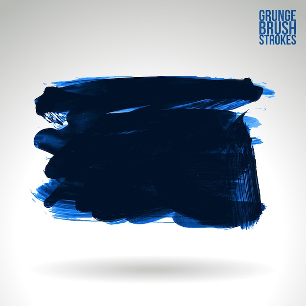 Blauwe penseelstreek en textuur Grunge vector abstract handgeschilderd element