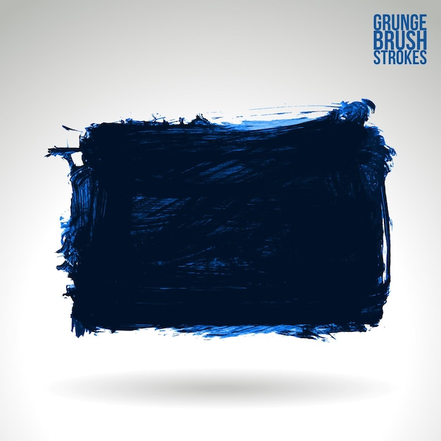 Blauwe penseelstreek en textuur Grunge vector abstract handgeschilderd element