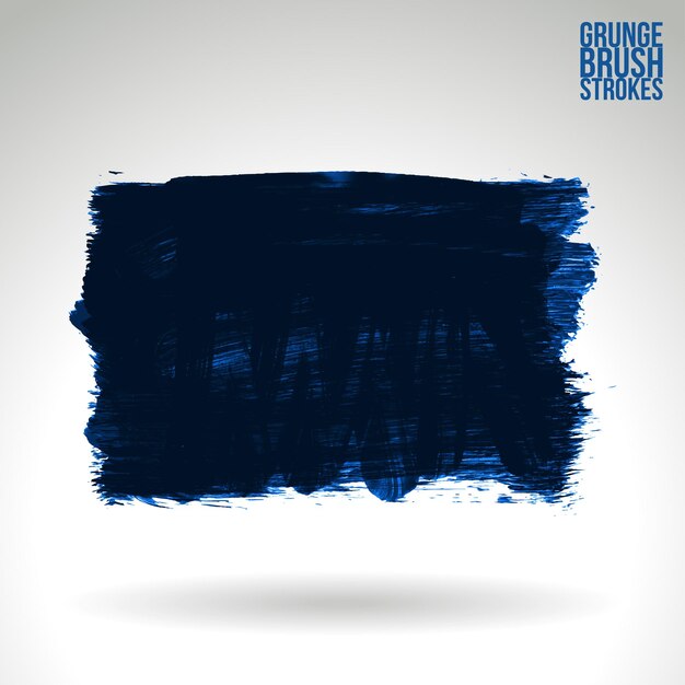 Blauwe penseelstreek en textuur Grunge vector abstract handgeschilderd element