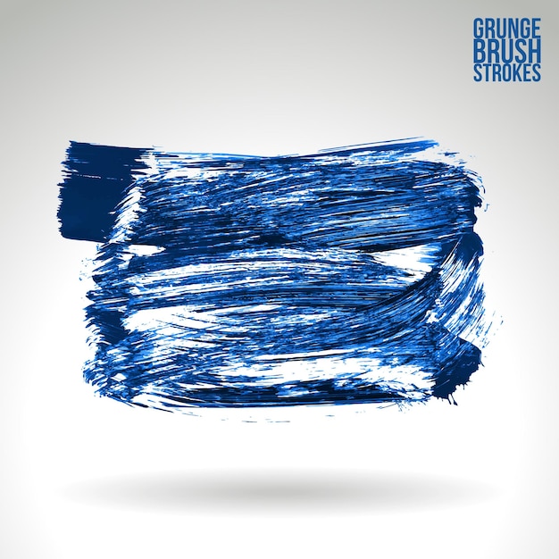 Blauwe penseelstreek en textuur Grunge vector abstract handgeschilderd element