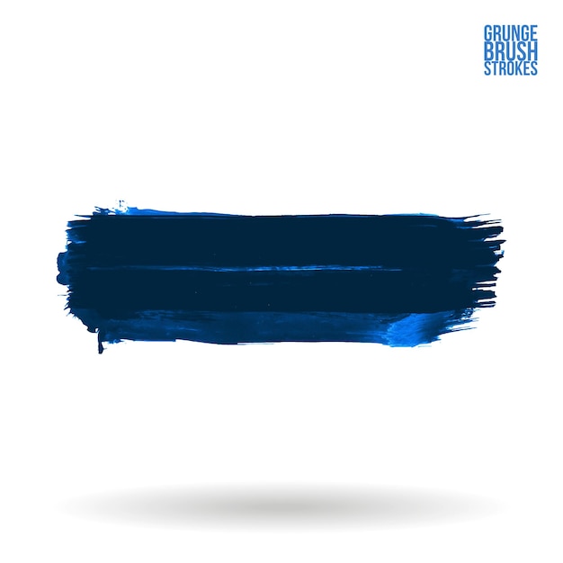 Blauwe penseelstreek en textuur Grunge vector abstract handgeschilderd element