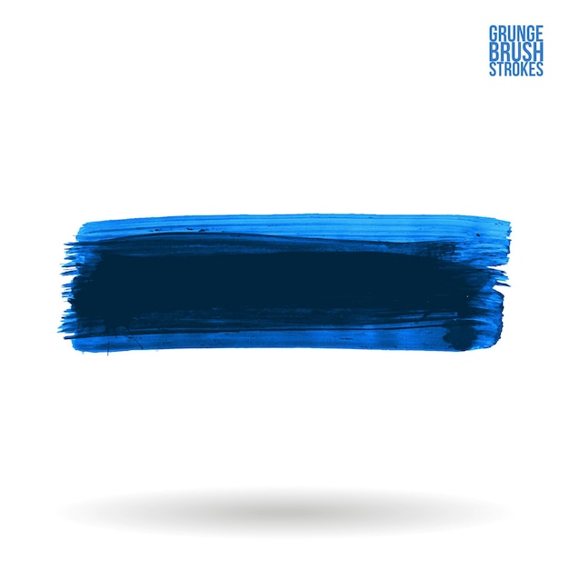 Blauwe penseelstreek en textuur grunge vector abstract handgeschilderd element