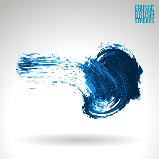 Blauwe penseelstreek en textuur Grunge vector abstract handgeschilderd element
