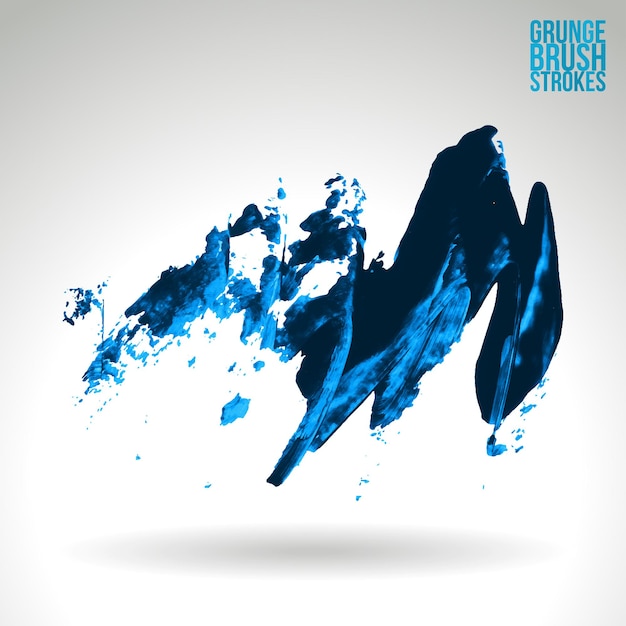 Blauwe penseelstreek en textuur Grunge vector abstract handgeschilderd element