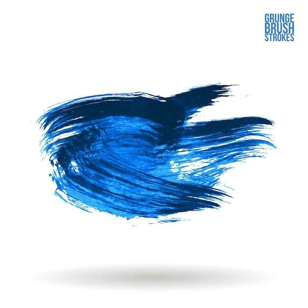 Blauwe penseelstreek en textuur Grunge vector abstract handgeschilderd element