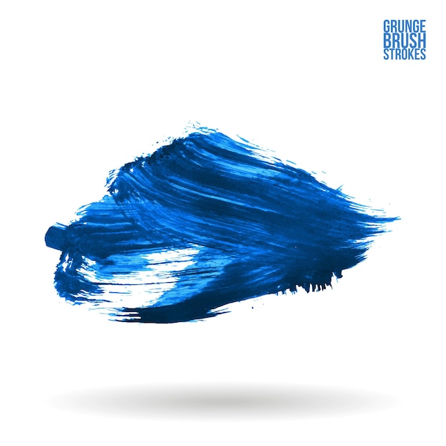 Blauwe penseelstreek en textuur Grunge vector abstract handgeschilderd element