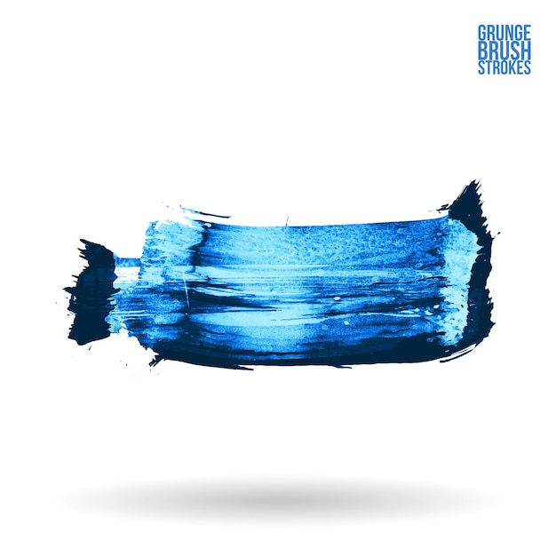 Blauwe penseelstreek en textuur Grunge vector abstract handgeschilderd element