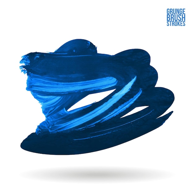 Blauwe penseelstreek en textuur grunge vector abstract handgeschilderd element