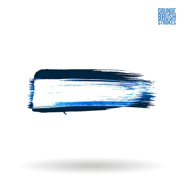 Blauwe penseelstreek en textuur grunge vector abstract handgeschilderd element