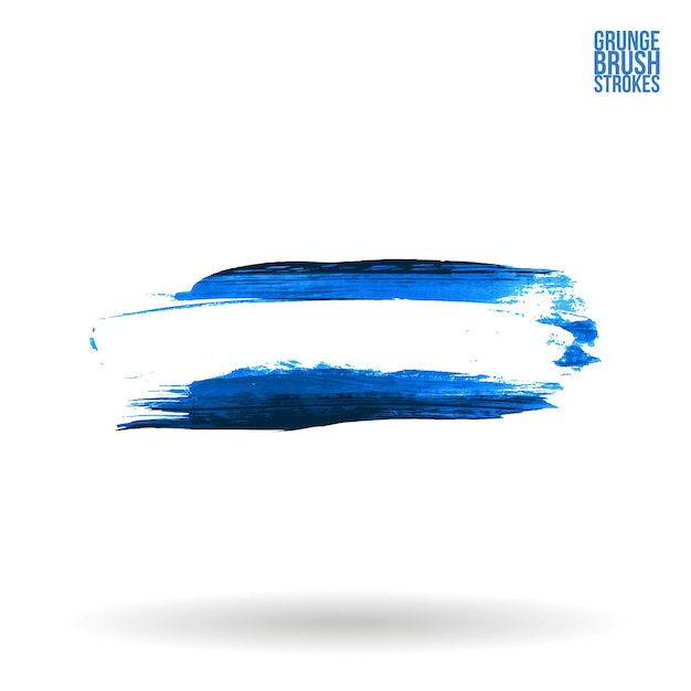 Blauwe penseelstreek en textuur grunge vector abstract handgeschilderd element