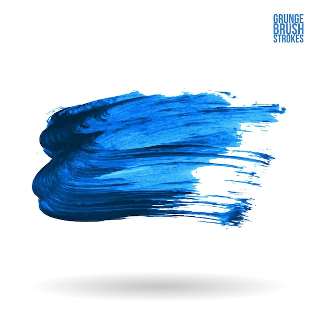 Blauwe penseelstreek en textuur Grunge vector abstract handgeschilderd element