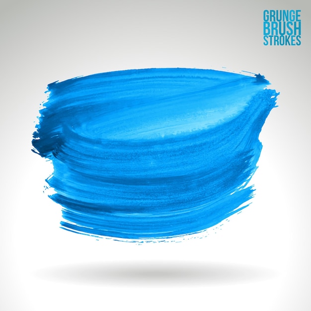 Blauwe penseelstreek en textuur. Grunge vector abstracte hand - geschilderd element.