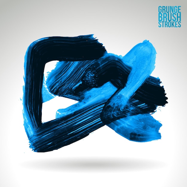 Blauwe penseelstreek en textuur. Grunge vector abstracte hand - geschilderd element.