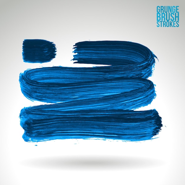 Blauwe penseelstreek en textuur. grunge vector abstracte hand - geschilderd element.