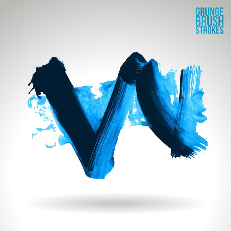 Vector blauwe penseelstreek en textuur. grunge vector abstracte hand - geschilderd element.