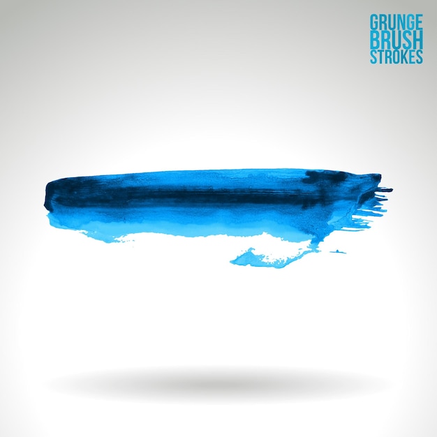 Blauwe penseelstreek en textuur. Grunge vector abstracte hand - geschilderd element.