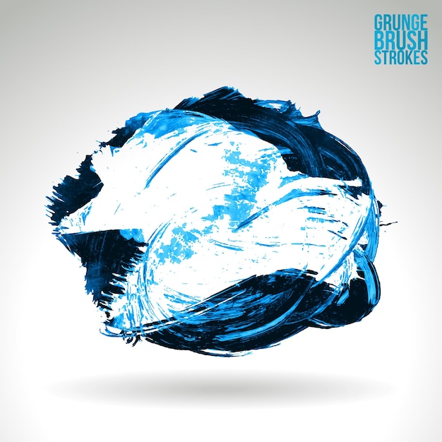 Blauwe penseelstreek en textuur. Grunge vector abstracte hand - geschilderd element.