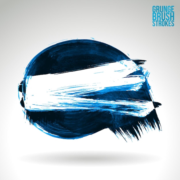 Blauwe penseelstreek en textuur. Grunge vector abstracte hand - geschilderd element.