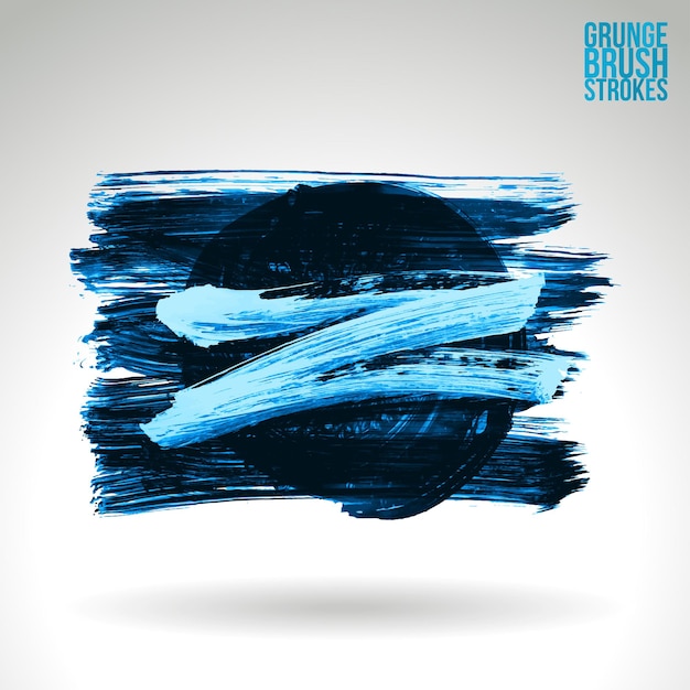 Blauwe penseelstreek en textuur. Grunge vector abstracte hand - geschilderd element.