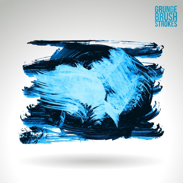 Blauwe penseelstreek en textuur. Grunge vector abstracte hand - geschilderd element.