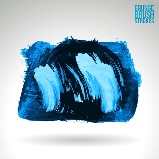 Blauwe penseelstreek en textuur. Grunge vector abstracte hand - geschilderd element.