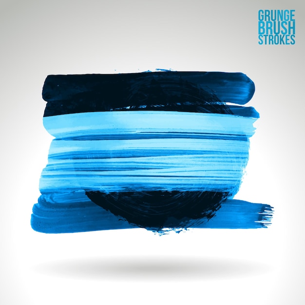 Blauwe penseelstreek en textuur. Grunge vector abstracte hand - geschilderd element.