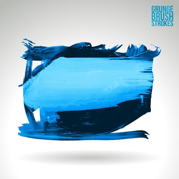 Blauwe penseelstreek en textuur. Grunge vector abstracte hand - geschilderd element.