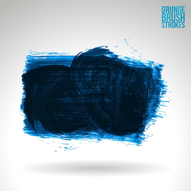 Blauwe penseelstreek en textuur. Grunge vector abstracte hand - geschilderd element.