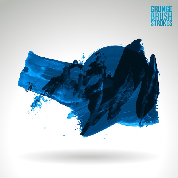 Blauwe penseelstreek en textuur. Grunge vector abstracte hand - geschilderd element.