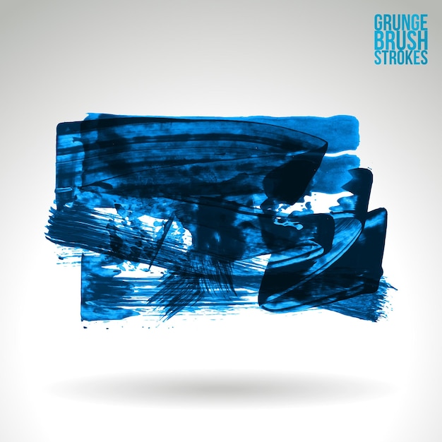 Blauwe penseelstreek en textuur. Grunge vector abstracte hand - geschilderd element.