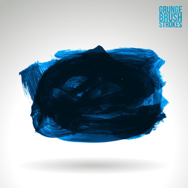 Blauwe penseelstreek en textuur. Grunge vector abstracte hand - geschilderd element.