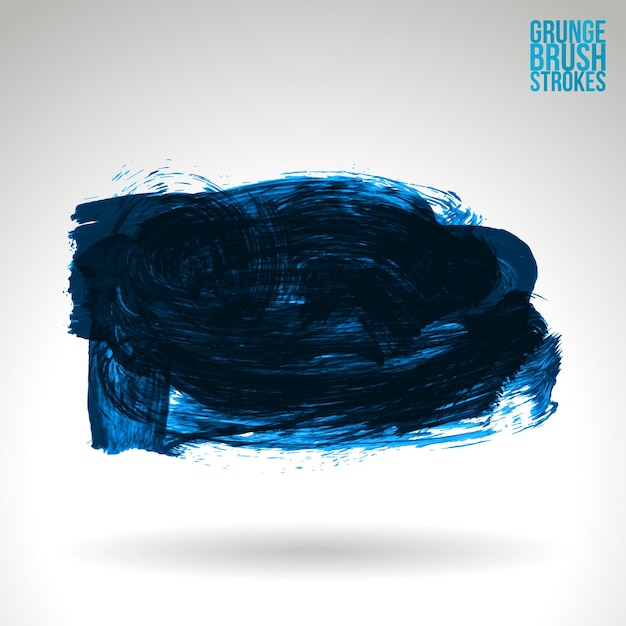 Blauwe penseelstreek en textuur. Grunge vector abstracte hand - geschilderd element.