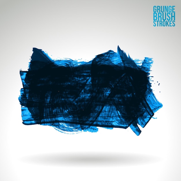 Blauwe penseelstreek en textuur. Grunge vector abstracte hand - geschilderd element.