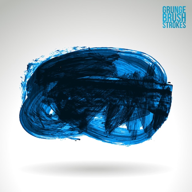 Blauwe penseelstreek en textuur. Grunge vector abstracte hand - geschilderd element.