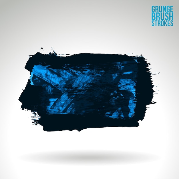 Blauwe penseelstreek en textuur. grunge vector abstracte hand - geschilderd element.